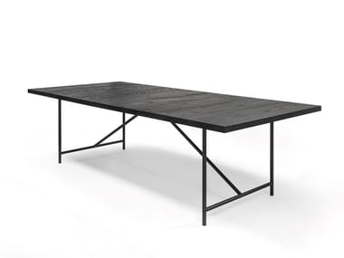 NERVI - Rectangular table with solid wood top by Riva 1920