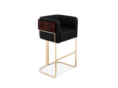 NURA - High upholstered leather stool with footrest by Luxxu