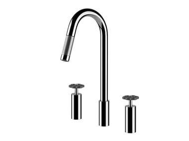 OXYGENE H.T. - 3 hole countertop chromed brass kitchen mixer tap by Gessi
