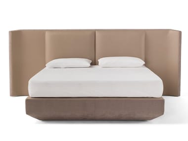 PANIS - Leather double bed with high headboard by Amura