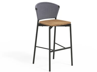PIPER 050 - High stool in aluminum and teak with footrest by RODA