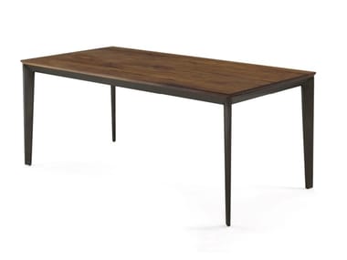 PRIME WOOD FIX - Rectangular table with solid wood top and iron base by Riva 1920