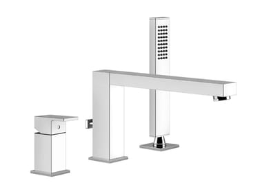 RETTANGOLO - Brass bathtub mixer with hand shower by Gessi