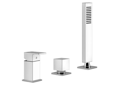 RETTANGOLO - Deck mounted 3 hole brass bathtub tap with hand shower by Gessi