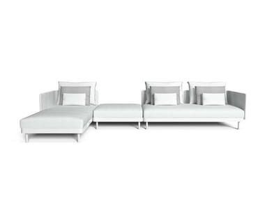 SLAM - Sectional fabric garden sofa with chaise longue by Talenti