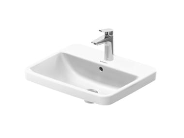 NO.1 - Semi-inset rectangular ceramic washbasin with overflow by Duravit
