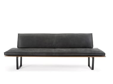 SEQUOIA - Upholstered leather bench with back by Riva 1920