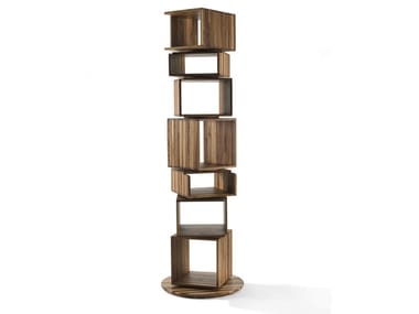 STEP BY STEP - Open swivel walnut solid wood bookcase by Riva 1920