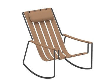 STRAPPY - Rocking Imitation leather garden armchair with armrests by Royal Botania