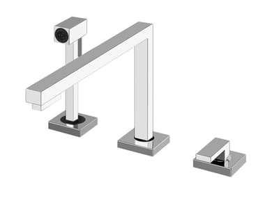 SU&GIU - Brass kitchen mixer tap with pull out spray by Gessi