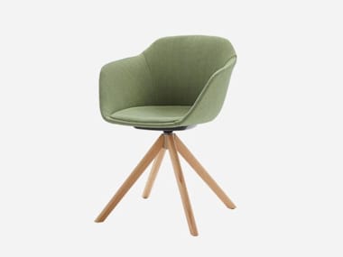 TAIA - Swivel trestle-based fabric chair by Inclass