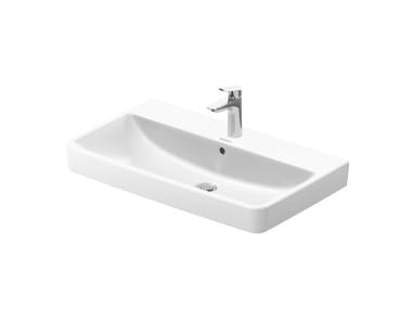 NO.1 - Semi-inset rectangular ceramic washbasin with overflow by Duravit