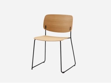 ARYN WOOD - Sled base stackable oak chair by Inclass